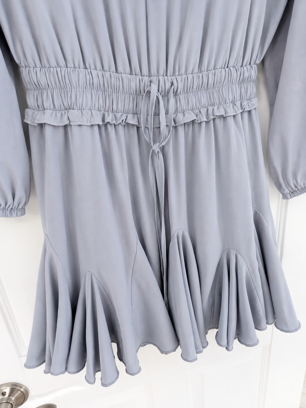 The Impeccable Pig Long-Sleeve Drawstring Waist Ruffle Hem Dress - Picture 2 of 6